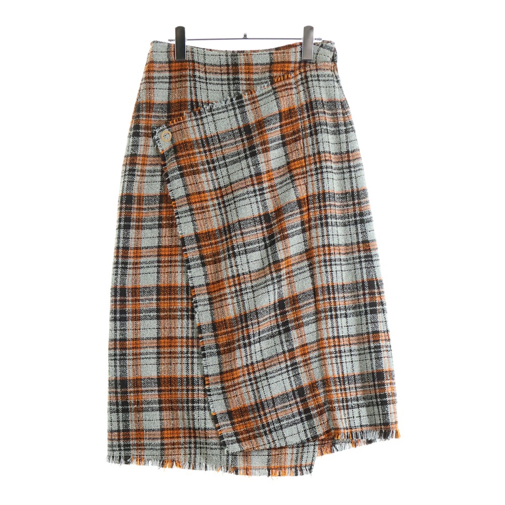 チェック総柄 ロングスカート オレンジ FN-WN-SKIR000002 Bランク