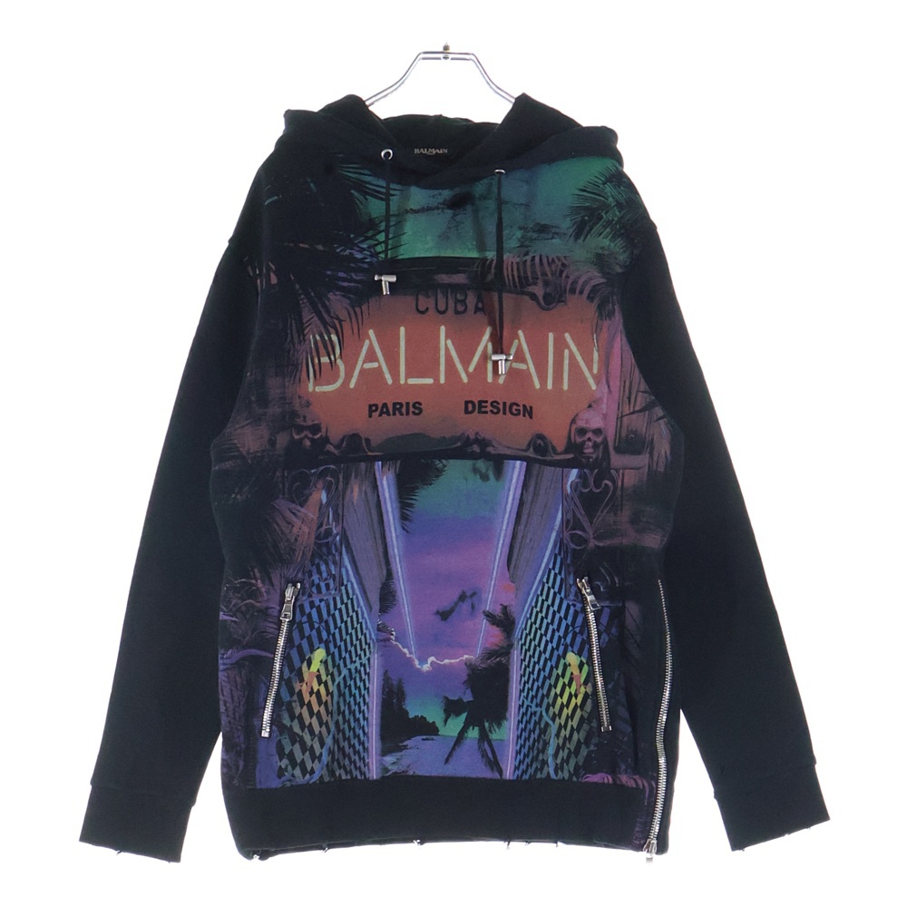 ■Cuba デストロイ加工 プルオーバーパーカー ブラック コットン #XS RH13209I048 Bランク