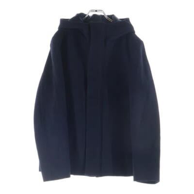 ■フード付きダッフルコート 黒 ウール #38 Bランク