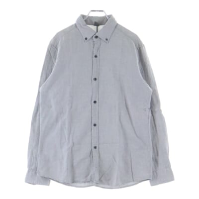 ■長袖シャツ グレー コットン ボタンダウン #L Bランク