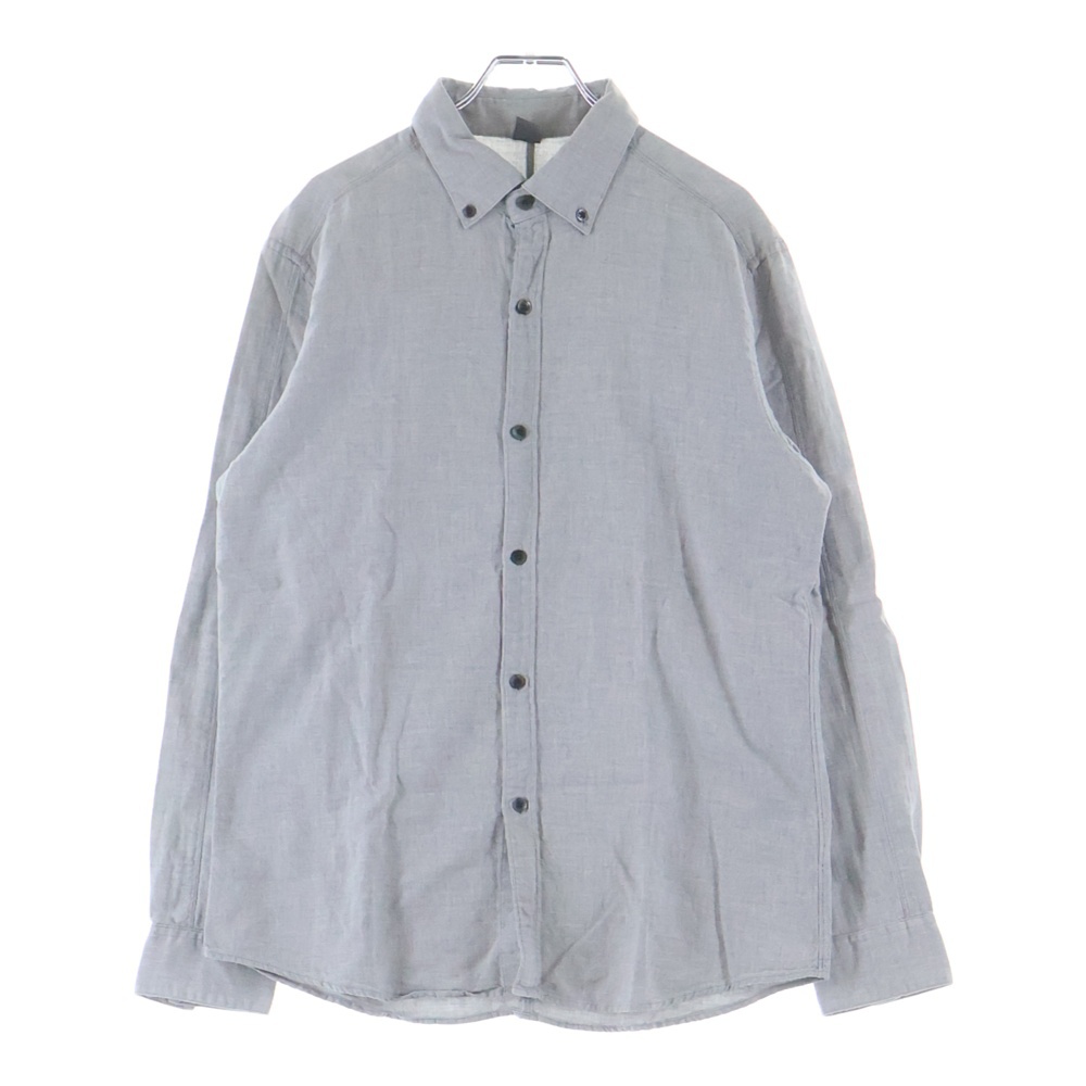 ■長袖シャツ グレー コットン ボタンダウン #L Bランク