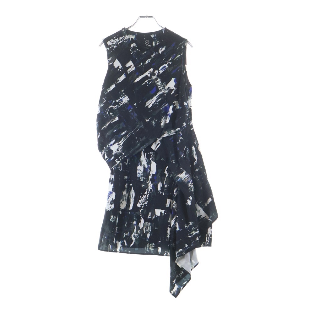 ■ペイントプリント ノースリーブワンピース ドレス ブラック/ブルー 380341 RFF18 Bランク
