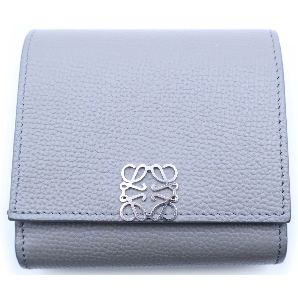 アナグラム コンパクトフラップウォレット グレー レザー 三つ折り財布 Bランク