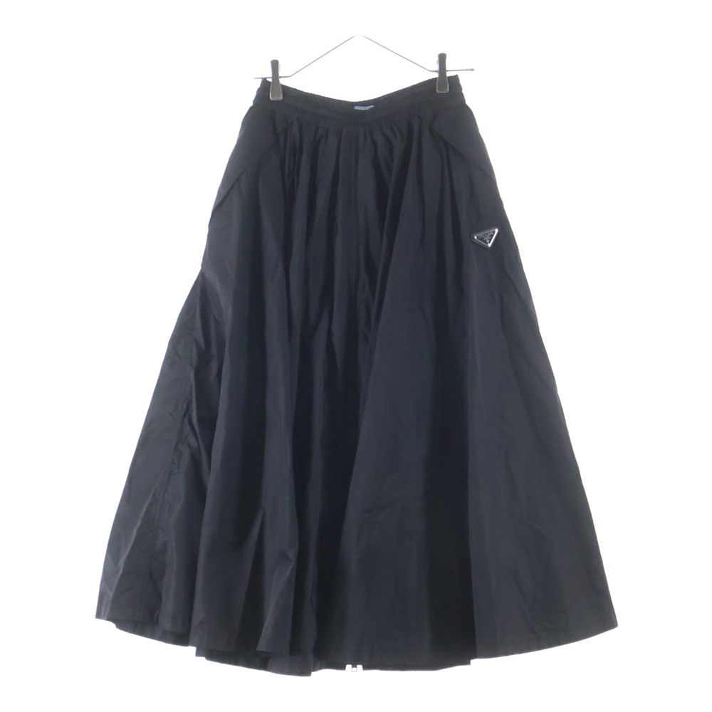 Re-Nylon トライアングルロゴプレート付ナイロンロングスカート ブラック 21X951 Aランク