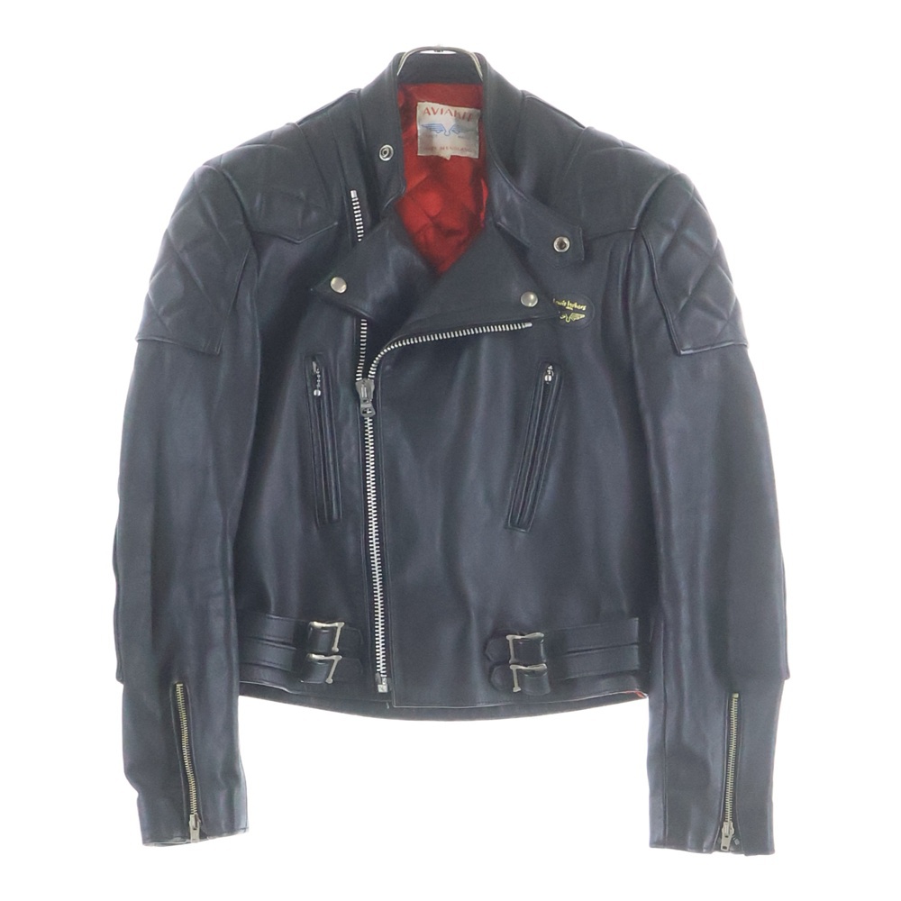 445 SUPER MONZA スーパーモンザ カウハイド キルティングパッド レギュラーフィット ダブルライダースジャケット ブラック Bランク