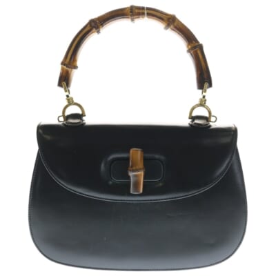 バンブー 2WAY ハンドバッグ ショルダーバッグ ブラック レザー ヴィンテージ スト Bランク