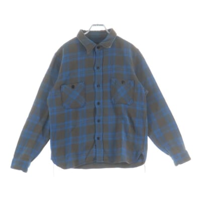 T-HEAVY FLANNEL SHT ヘビー フランネル チェック 長袖 シャツ ブルー Bランク