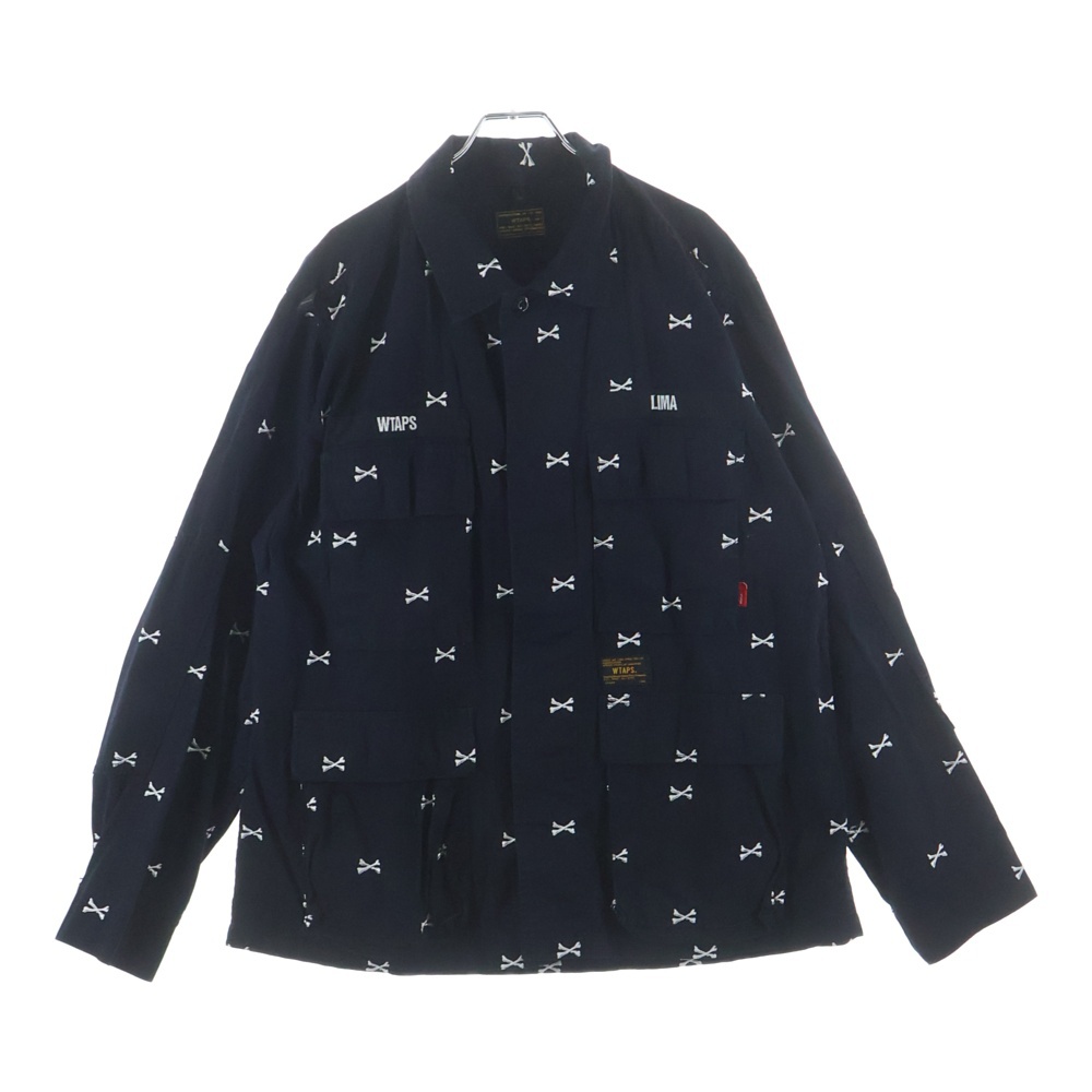16AW ×VANS VAULT JUNGLE LS 161GWVND-SHM03 ボーン刺繍 ジャングル ミリタリーシャツジャケット ブラック Bランク