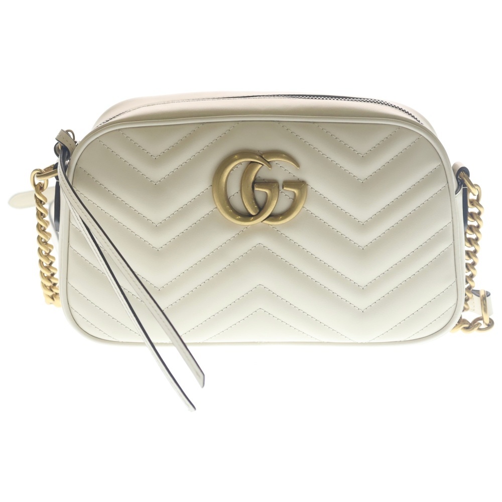 GG Marmont Quilting Shoulder Bag GGマーモント レザーショルダーバッグ アイボリー 447632 Sランク