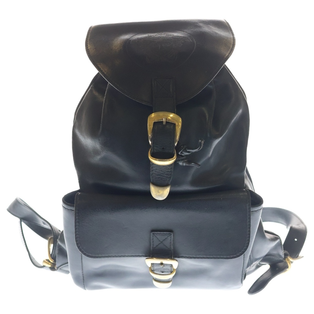VINTAGE Backpack メデューサロゴ レザーリュックサック バックパック ブラック Bランク