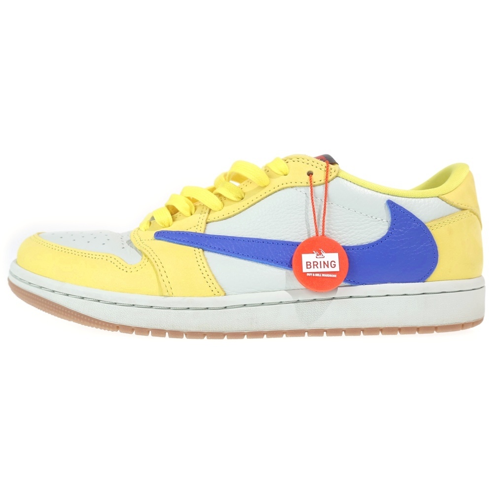 TRAVIS SCOTT WMNS AIR JORDAN1 LOW CANARY トラヴィススコット エアジョーダン1 カナリー ローカットスニーカー イエロー US11/28cm DZ4137-700 Aランク