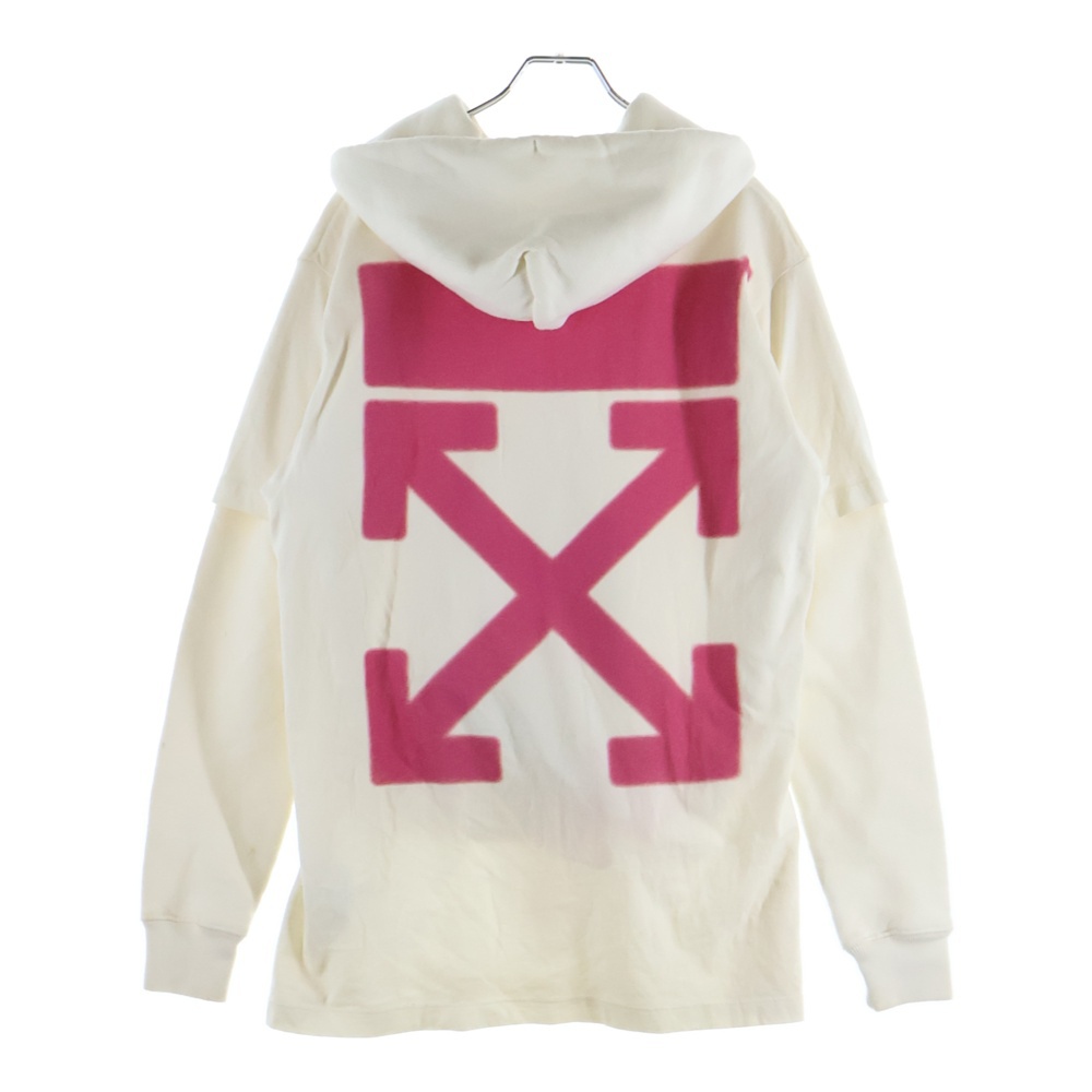 18AW Hooded Sweatshirt レイヤードプルオーバースウェットパーカー フーディー ホワイト OMBB042F18899039 Sランク