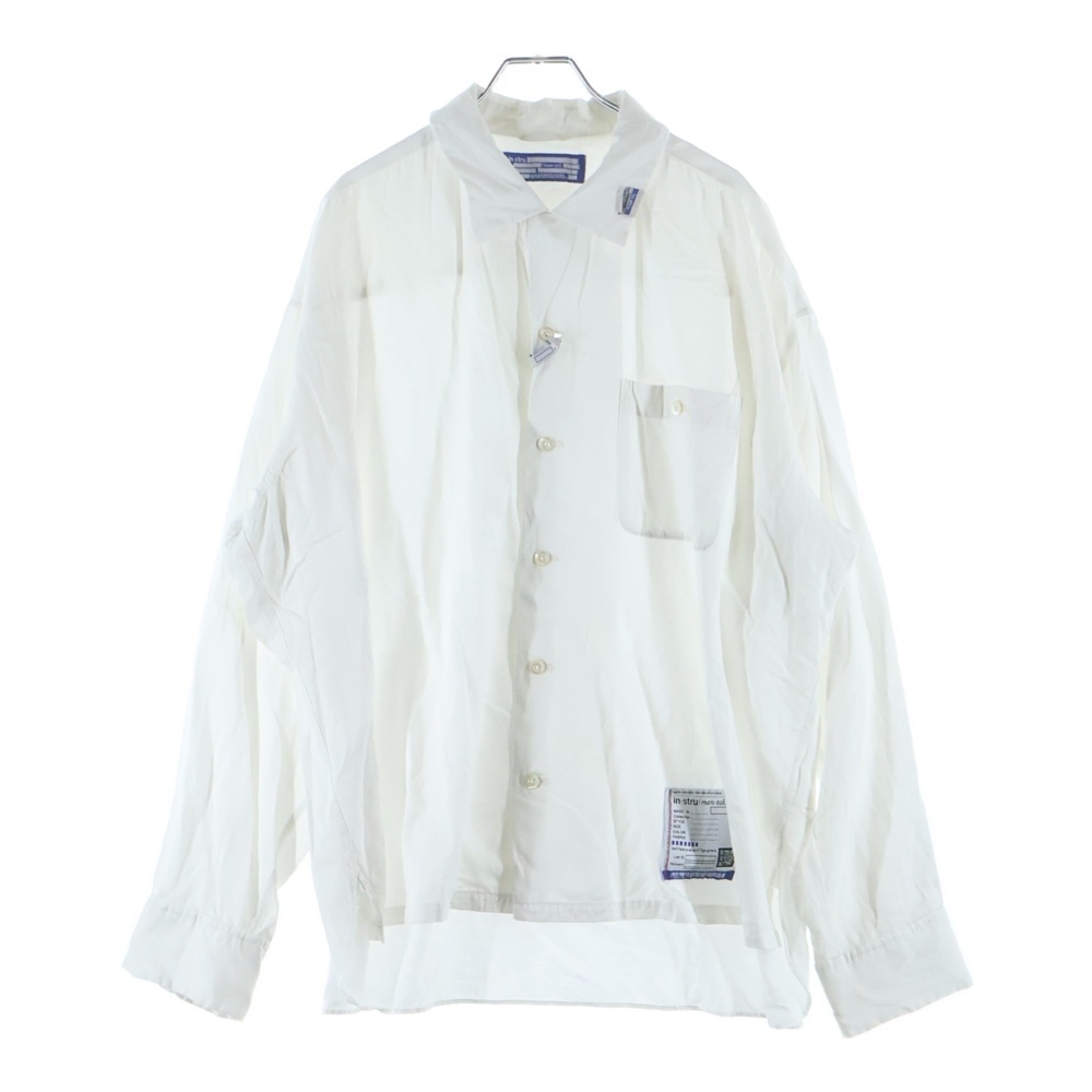 23SS in・stru(men-tal) Satin Shirt I10SH031 インストルメンタル レーヨン 開襟長袖シャツ ホワイト Bランク