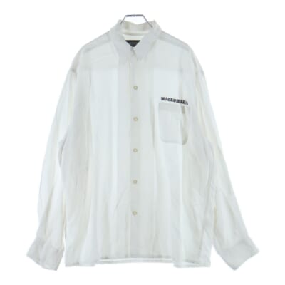 50S OPEN COLLAR SHIRT ロゴ刺繍 オープンカラーシャツ 長袖開襟シャツ ホワイト Bランク