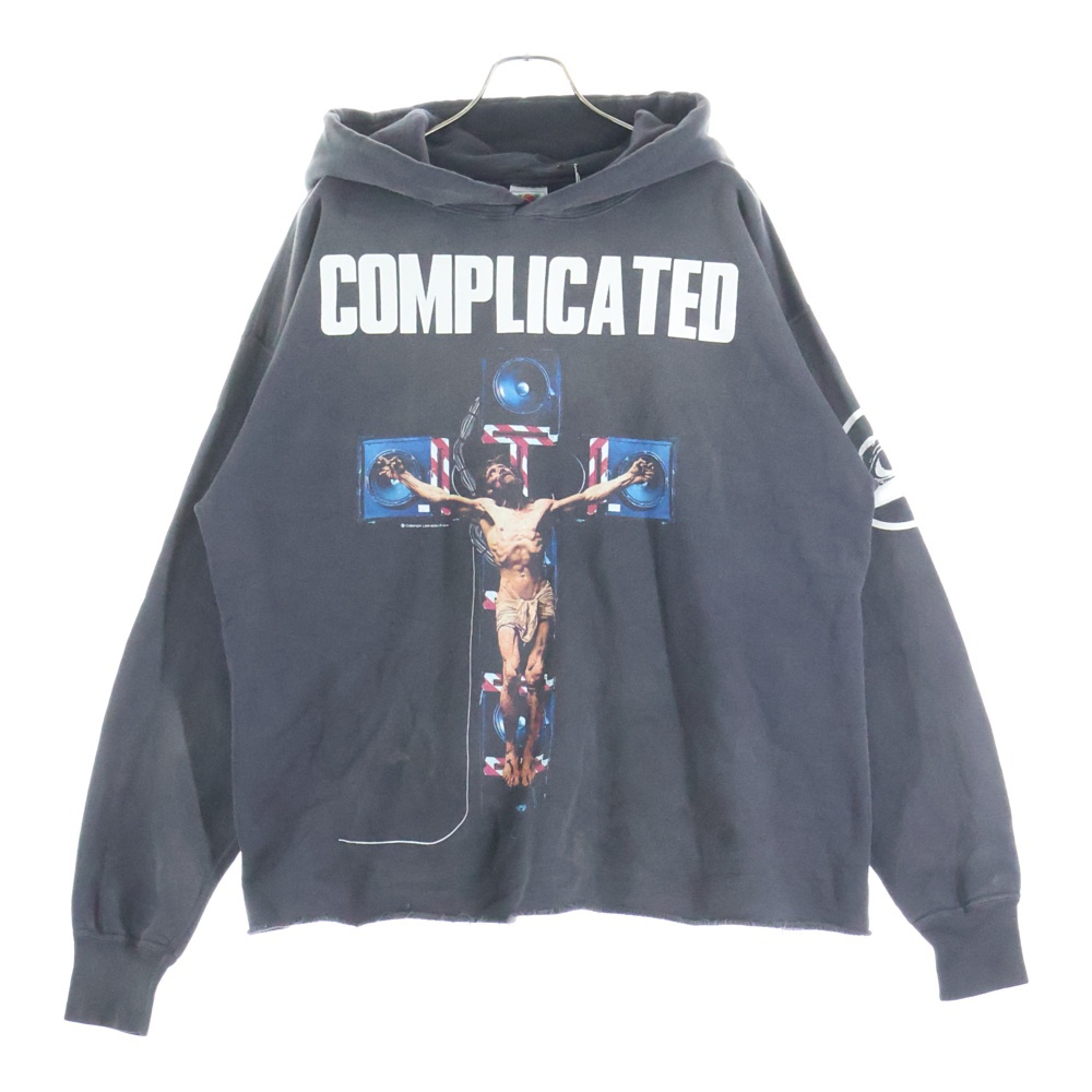 23AW COMPLICATED KK_HOODIE ヴィンテージ加工プルオーバーパーカー SM-A23-0000-C20 グレー Aランク