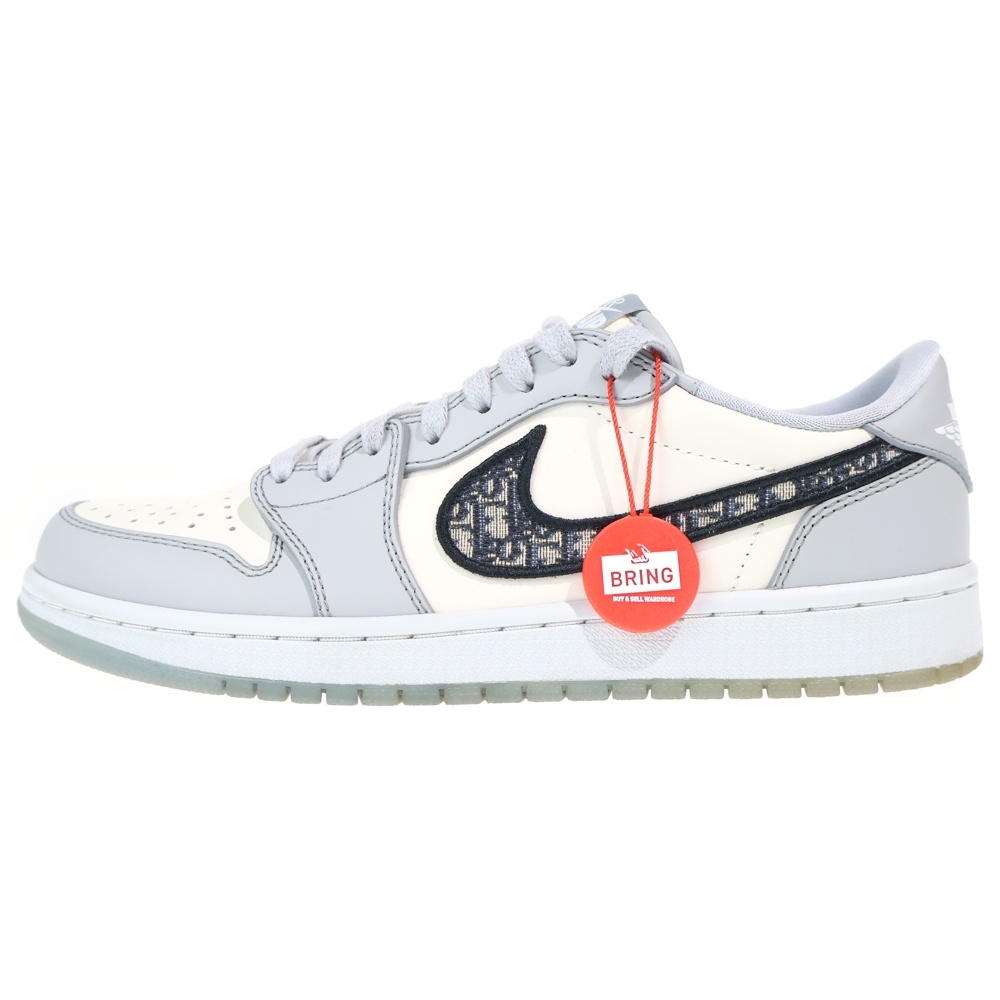 ×DIOR AIR JORDAN 1 LOW OG ディオール エアジョーダン1 ローカットスニーカー オブリーク グレー/ホワイト US8/26cm CN8608-002 Bランク