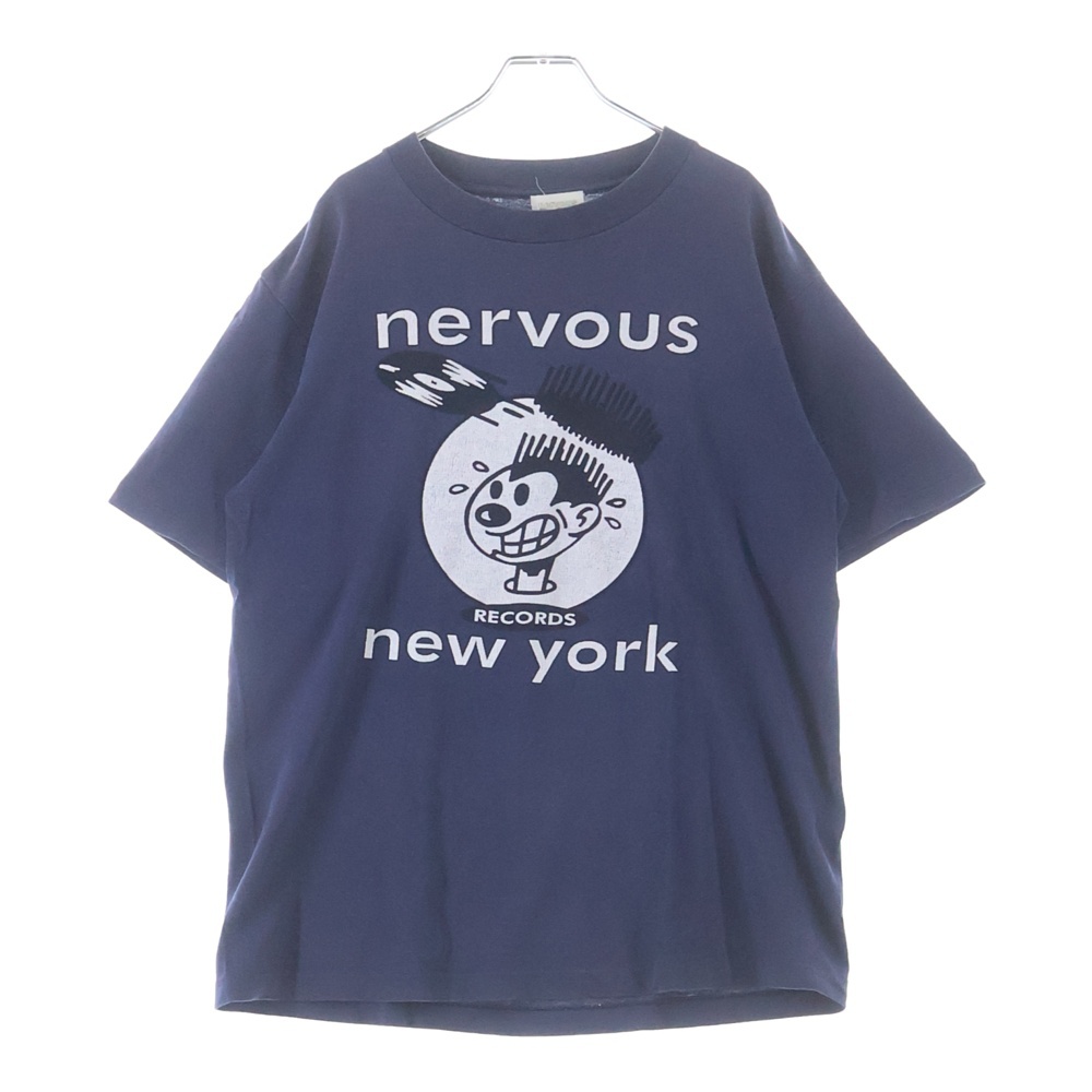 NERVOUS RECORDS NEW YORK ナーヴァス レコーズ ニューヨーク アニメ 半袖Tシャツ カットソー ネイビー Bランク