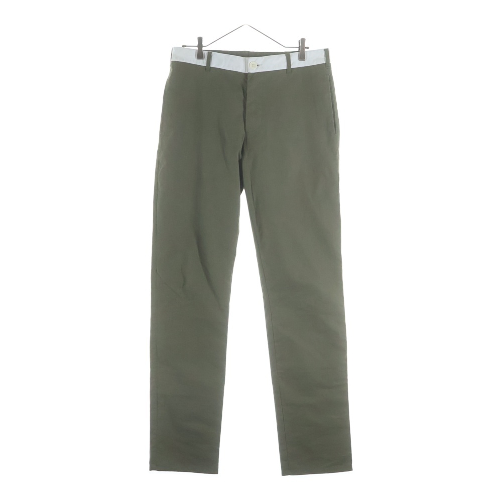 97SS Resinated Cotton Trousers w/ Contrast Waist ダブルコントラスト ウエスト切り替えパンツ カーキ Bランク