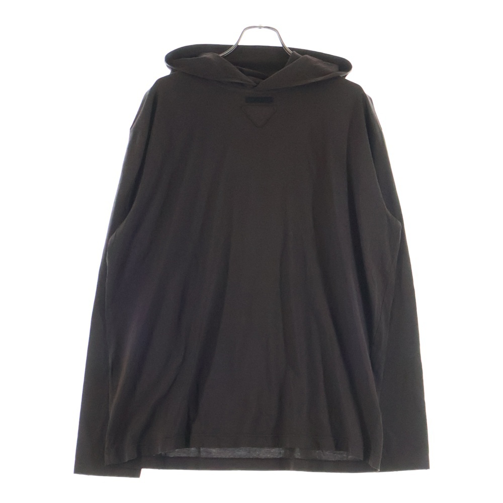 PRADA プラダ Long-sleeved cotton hoodie T-shirt UJL46C フード 長袖パーカー ブラウン プラダ Long-sleeved cotton hoodie T-shirt UJL46C フード 長袖