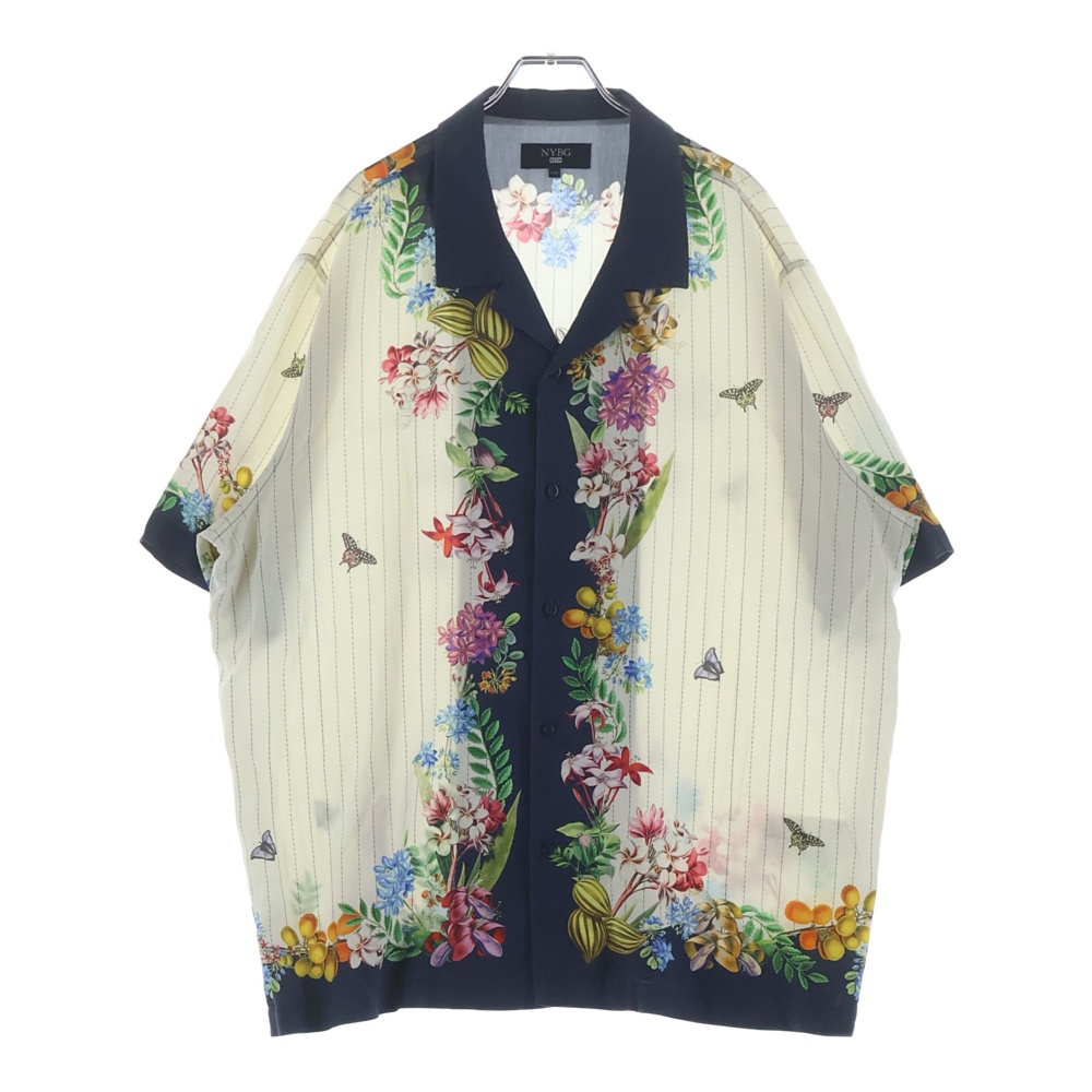 ×NYBG Pinstripe Floral Thompson Shirt ニューヨークボタニカルガーデン フローラル トンプソンシャツ 半袖シャツ ホワイト 24-051-060-0008-1-0 Bランク
