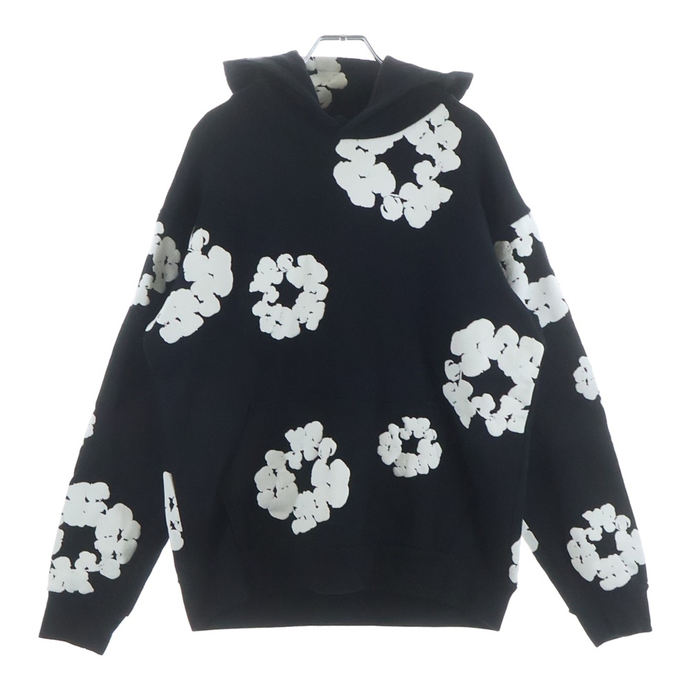 COTTON WREATH HOODIE コットン リース フーデット フラワープルオーバーパーカー スウェットパーカー ブラック Bランク