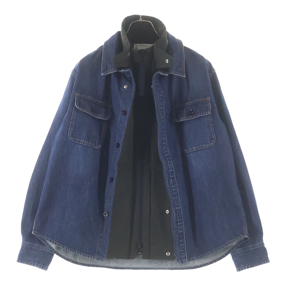 レイヤード ジップアップボタン 2フラップポケット デニムジャケット インディゴ 25-03754M Bランク