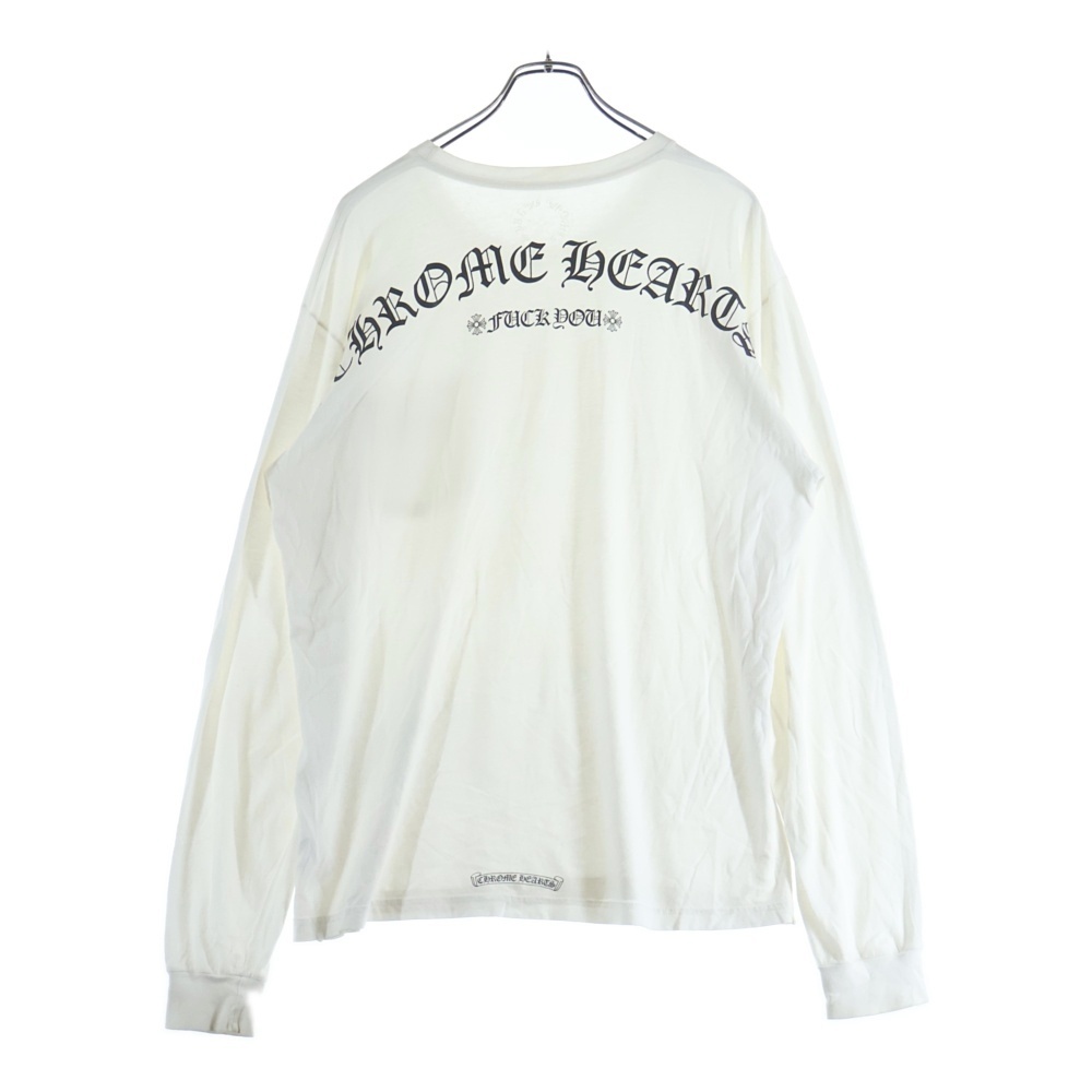 Fuck You CH SCROLL LABEL L/S Tee ファックユー スクロールラベル バックプリント ポケット付き ロングスリーブ 長袖Tシャツ カットソー ロンT ホワイト Bランク