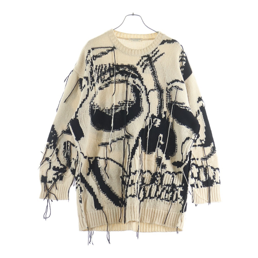 Exploded Skull Wool Blend Sweater エクスプローディッドスカル ウールセーター クルーネックニット ホワイト/ブラック 632852 Q1RSS Bランク