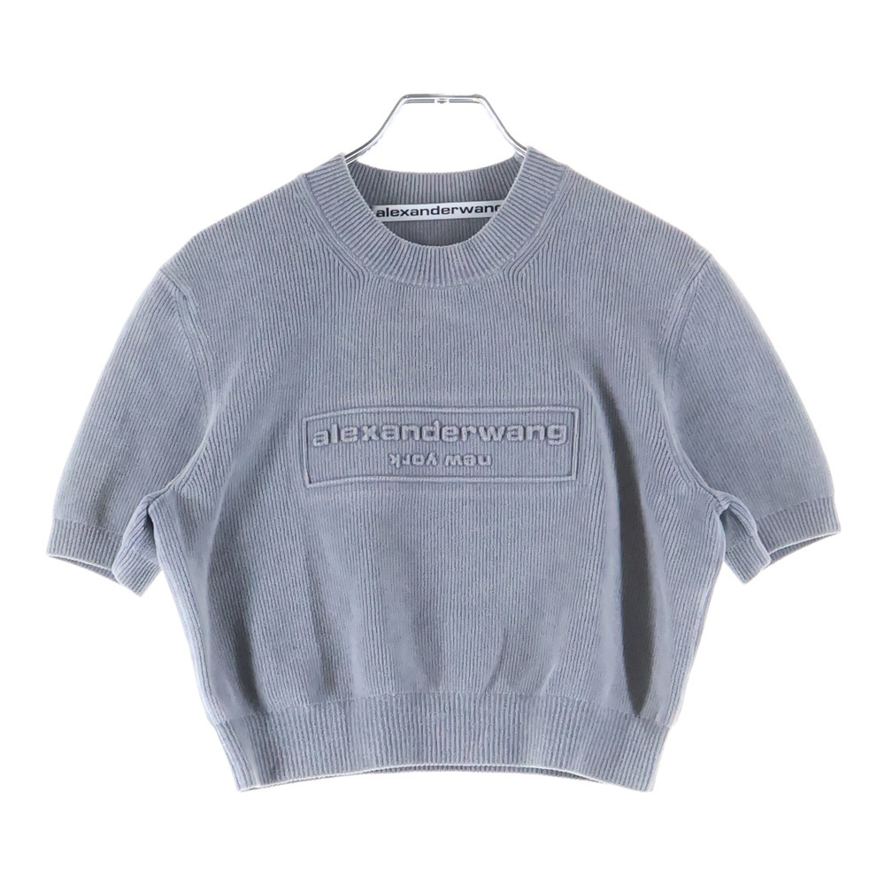 ALEXANDER WANG アレキサンダーワン Embossed Logo Ribbed T-shirt エンボスロゴ リブTシャツ クロップド ニットトップ レディース グレー 1KC3251030 アレキサンダーワン Embossed Logo Ribbed T-shirt エンボスロゴ リブT