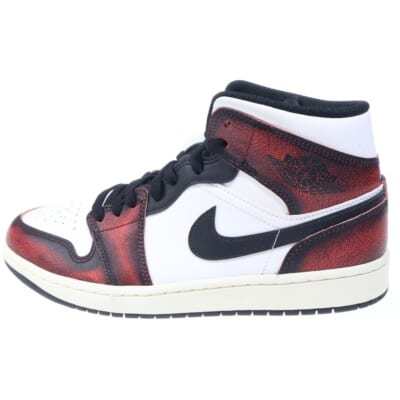 AIR JORDAN1 MID SE WEAR AWAY エアジョーダン1 ミッド ハイカットスニーカー レッド/ホワイト US9.5/27.5cm DV9565-006 Sランク