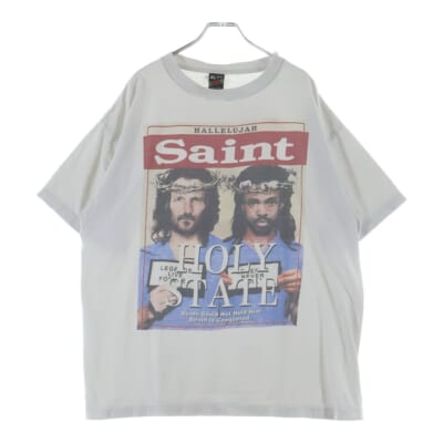 ×Denim Tears デニムティアーズ HOLY STATE プリント クルーネック 半袖Tシャツ カットソー ホワイト SM-S22-0000-062 Bランク
