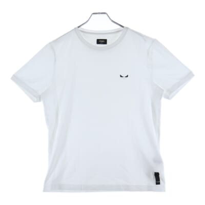 ワンポイントロゴ クルーネック半袖Tシャツカットソー ホワイト FY0894 A875 Aランク