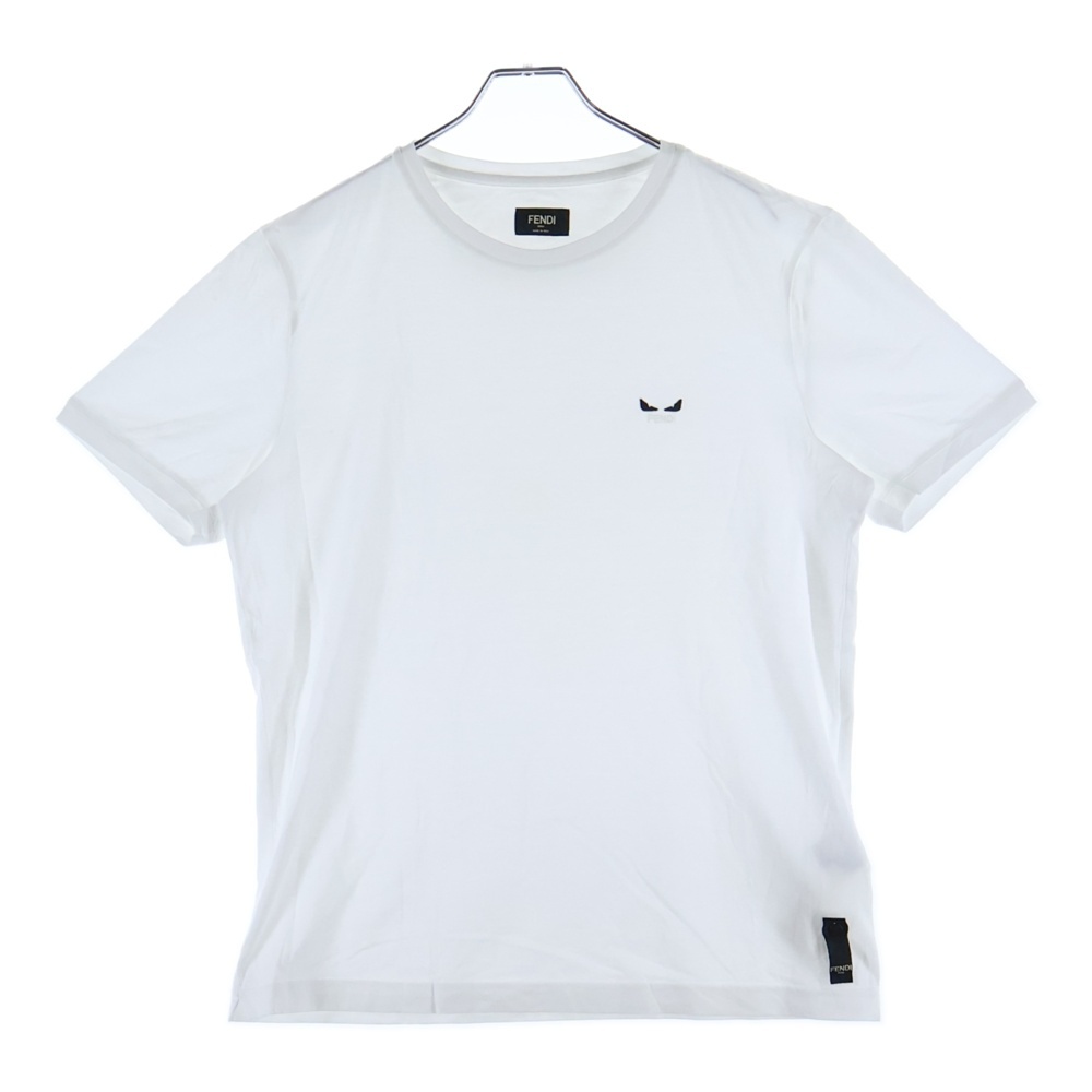 ワンポイントロゴ クルーネック半袖Tシャツカットソー ホワイト FY0894 A875 Aランク