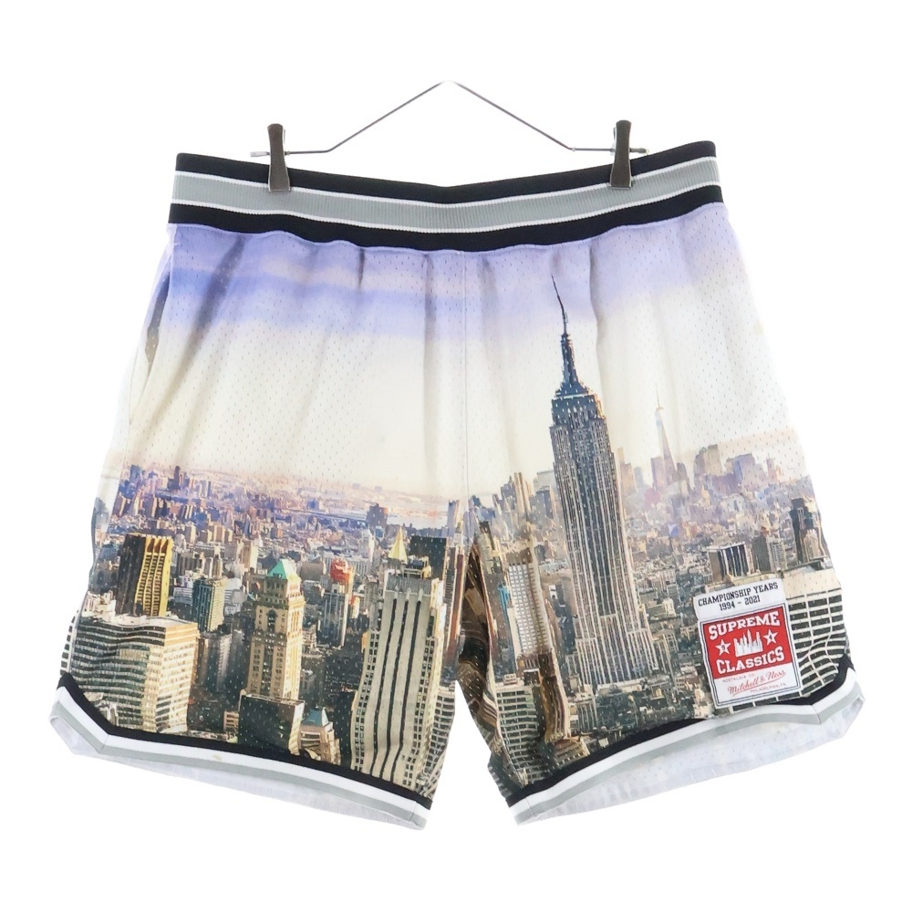 21SS ×Mitchell&Ness Basketball Short ミッチェルアンドネス バスケットボール メッシュハーフパンツ ショーツ ホワイト Aランク