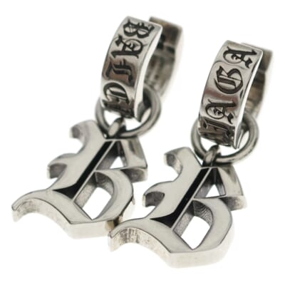 Melrose B XS メルローズBロゴ フープピアス アンティークシルバー調 真鍮 ブラス Bランク