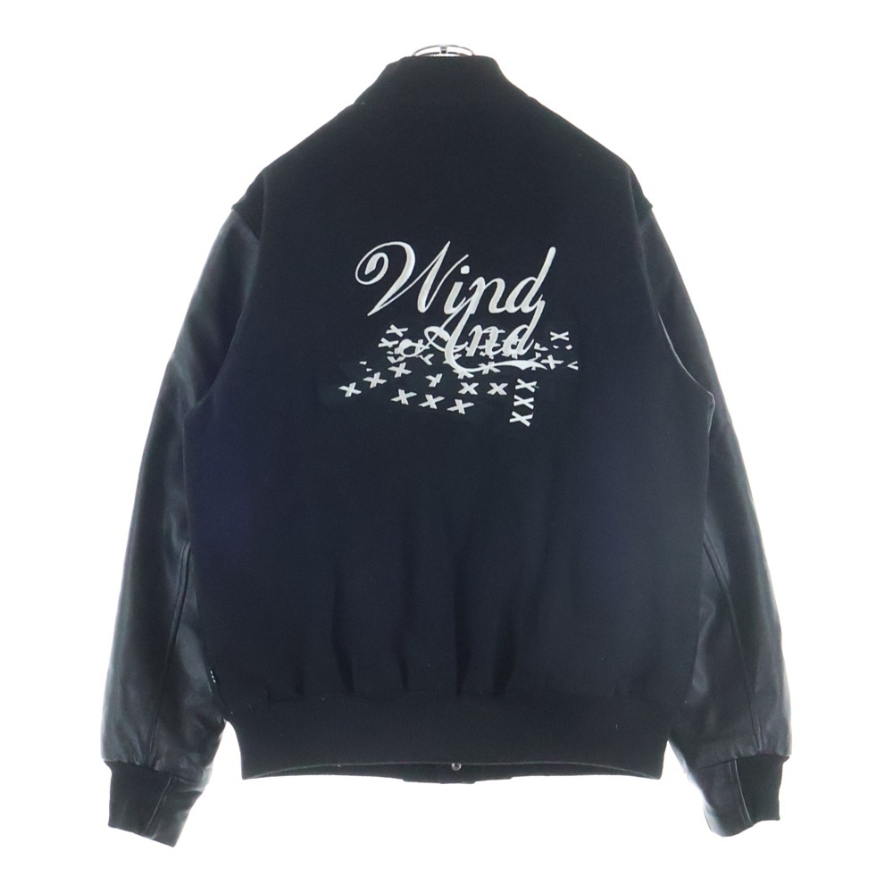 21AW ×WIND AND SEA ウィンダンシー スタジャン 袖レザー ブラック GX-A22-WSJK-01 Bランク