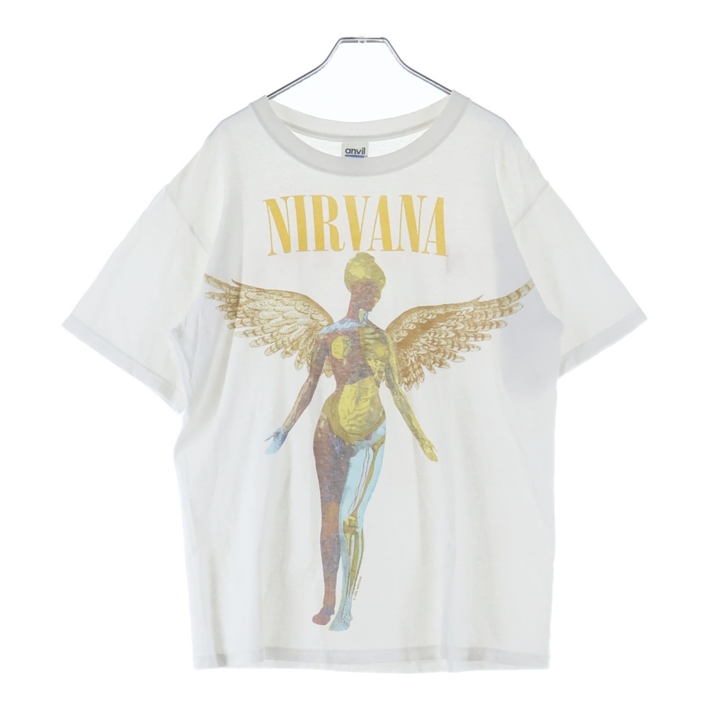 00s NIRVANA IN UTERO ANVILタグ ニルヴァーナ インユーテロ 両面プリント クルーネック 半袖Tシャツ ホワイト Bランク