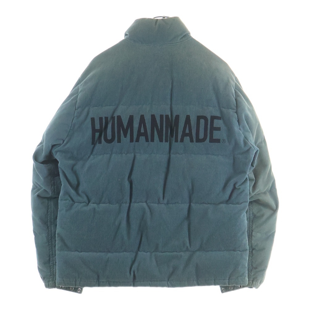 コーデュロイダウンジャケット バックプリントデザイン中綿ジャケット グリーン Bランク