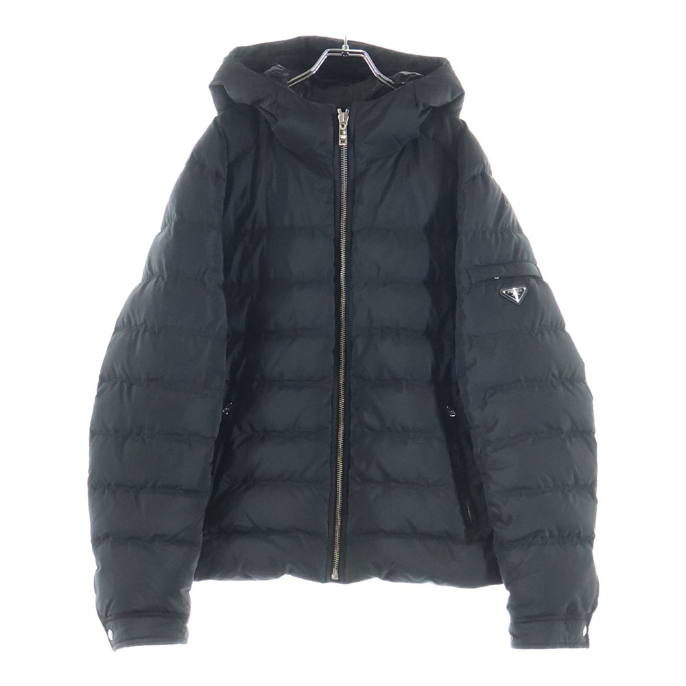 RE NYLON トライアングルロゴ ダウンジャケット ブラック SGH072 R232 Aランク