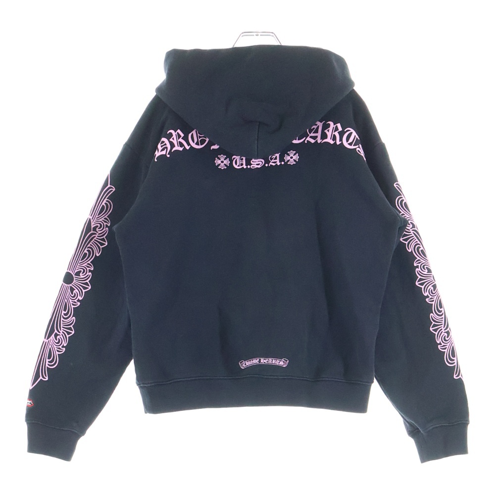×MATTY BOY USA Print Hoodie マッティボーイ USAプリント 袖フローラル フーディー ブラック/ピンク Bランク