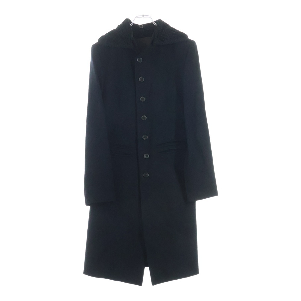 ファーカラー付き ロングコート マルチポケットコート ブラック Aランク