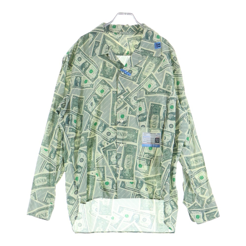 Dollar Bill Printed Shirts ドル札プリント 長袖シャツ グリーン/ホワイト A11SH073 Sランク
