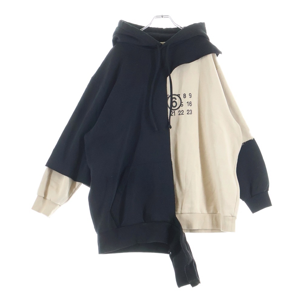 23AW Numeric Print Layered Hoodie ロゴプリントレイヤードパーカー フーディー ベージュ S62GU0116 Aランク