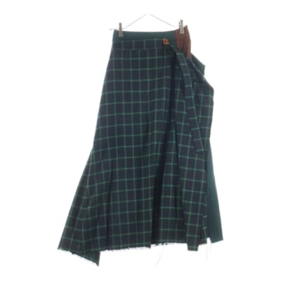 スリーレイヤーコンビスカート レディース グリーン B07SK183 Sランク