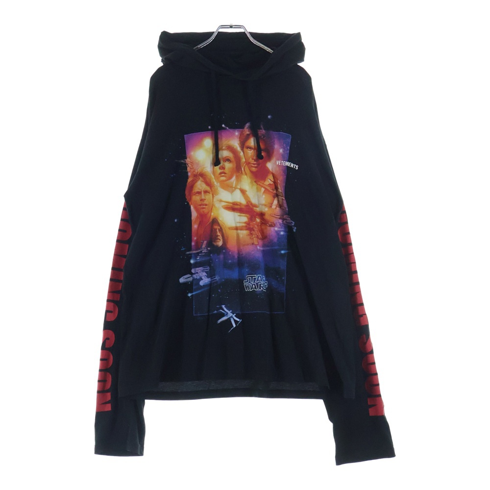 20SS STARWARS POSTER PRINT スターウォーズ ポスター プリント 長袖Tシャツ カットソーパーカー ブラック USW21LS019 Bランク