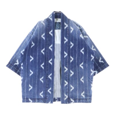 LHAMO SHIRT ONE WASHED ウォッシュド加工 ハモ スタンドカラーデニム ドローストリング シャツジャケット インディゴ Aランク
