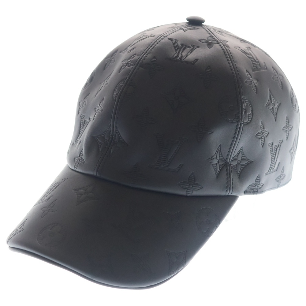 モノグラムシャドウ レザーモノグラムキャップ ブラック M76581 Aランク