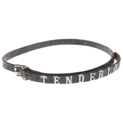 ×HTC×PORTER T-STUD BELT エイチーシー ポーター スタッズ ナロー レザー ベルト ブラウン Bランク