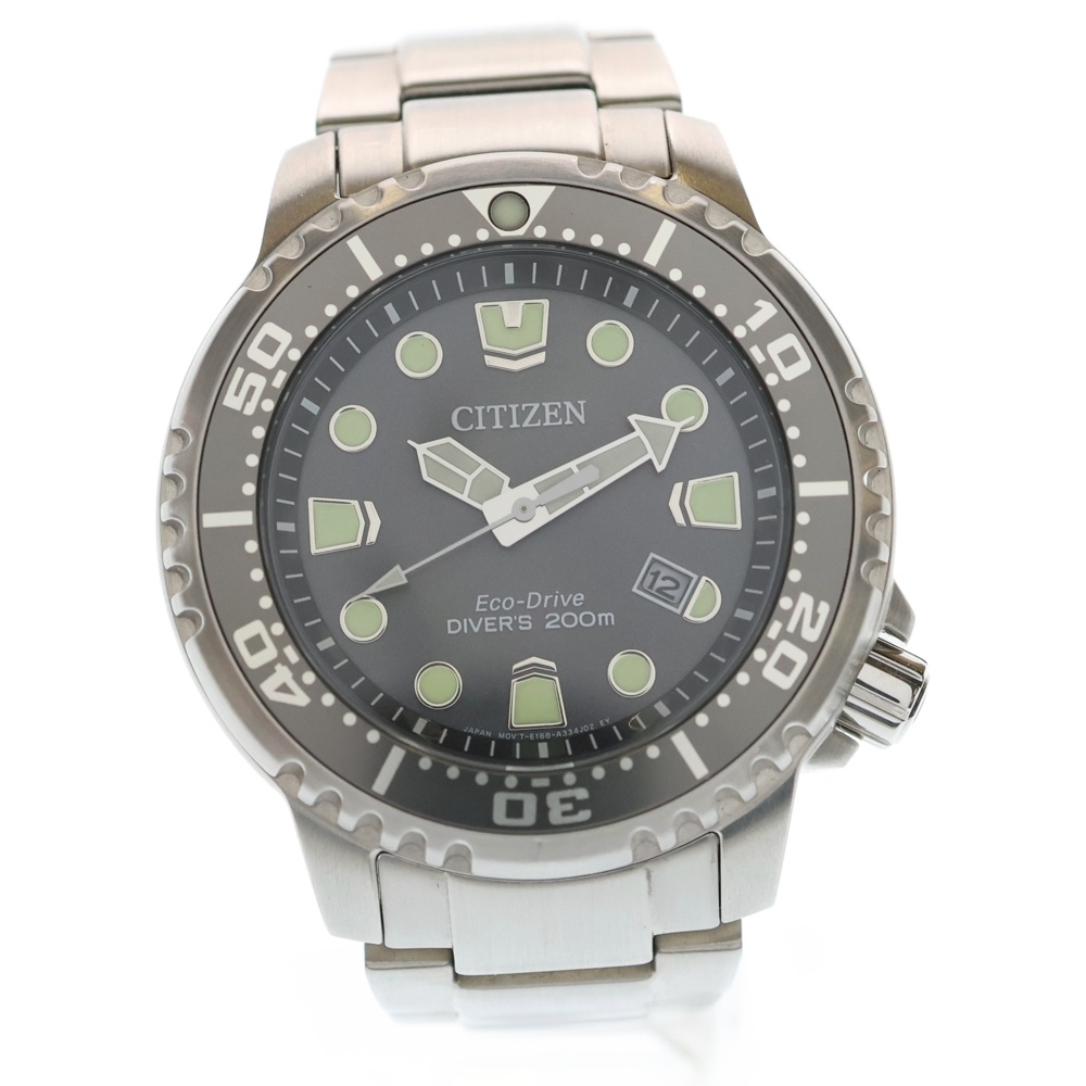 PROMASTER MARINE プロマスターマリンシリーズ エコドライブ ダイバー 200m ステンレスウォッチ 時計 BN0167-50H シルバー Aランク