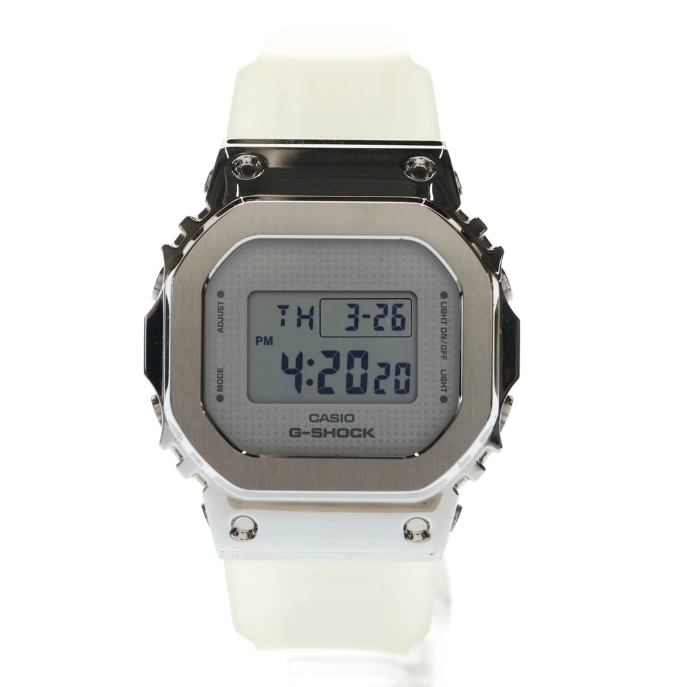 5600シリーズ スクエアデザイン クリアレジンバンド デジタル時計 シルバー GM-S5600SK Aランク